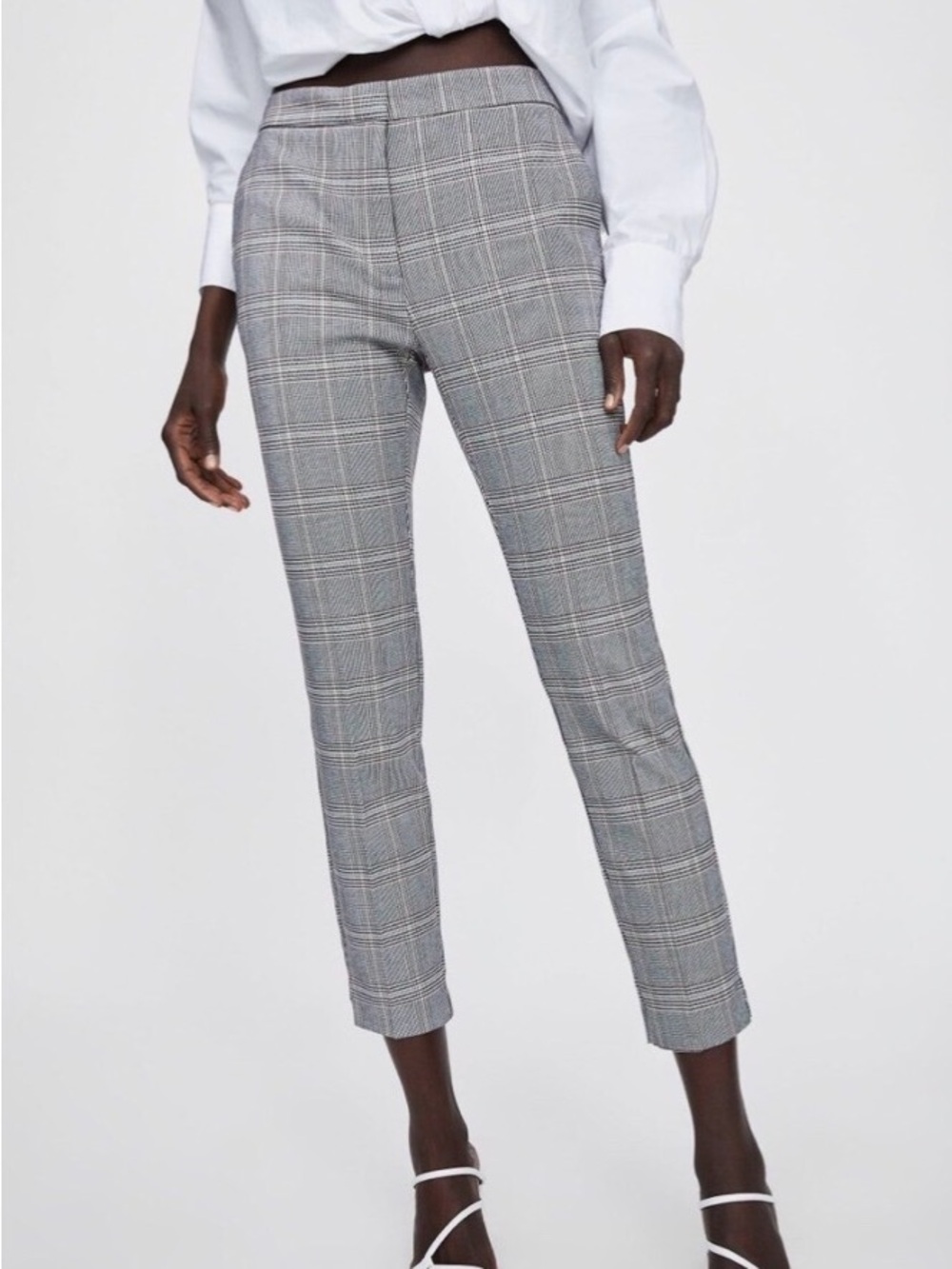 Zara Tailored Gray Plaid Ankle Pants